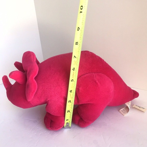 NEW 1985 Prestige Toy Corp Pink Fuchsia Dinosaur Triceratops Velour Korea Plush - Picture 9 of 9